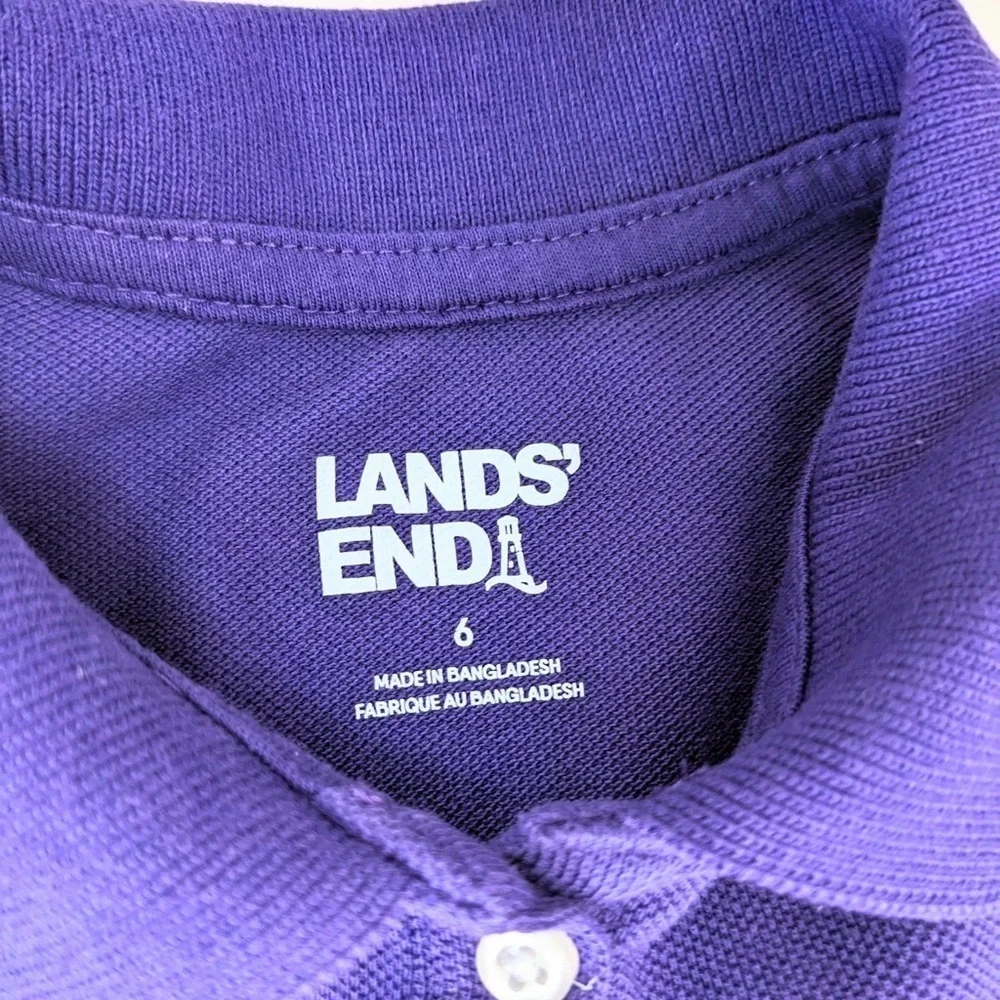 Girls Lands' End School Uniform Deep Purple Polo Dress
